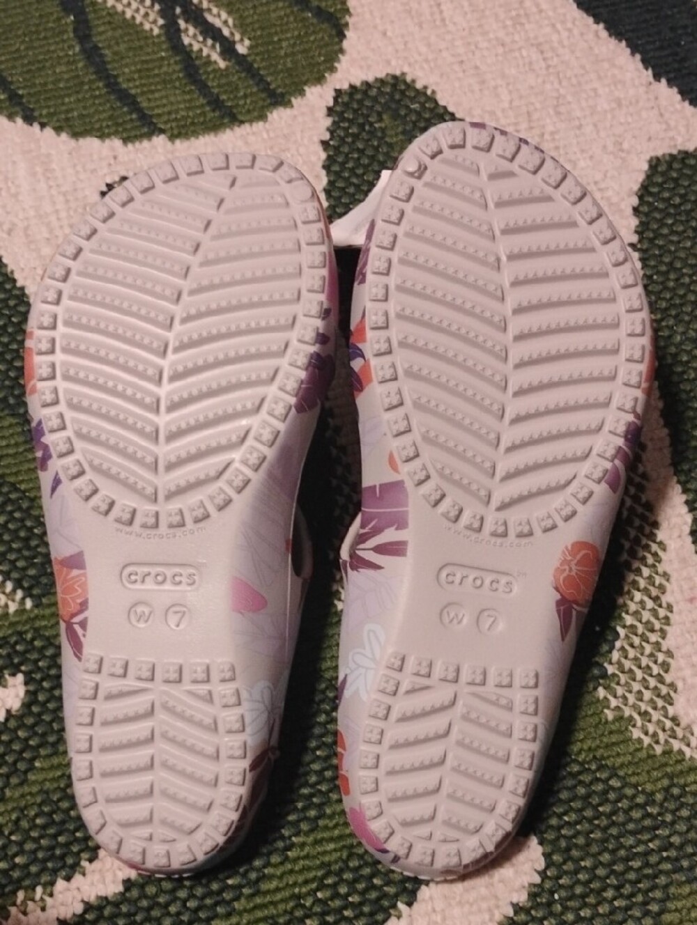 CROCS Women's White Sandals with Multicolor Floral Straps - Picture 2 of 3